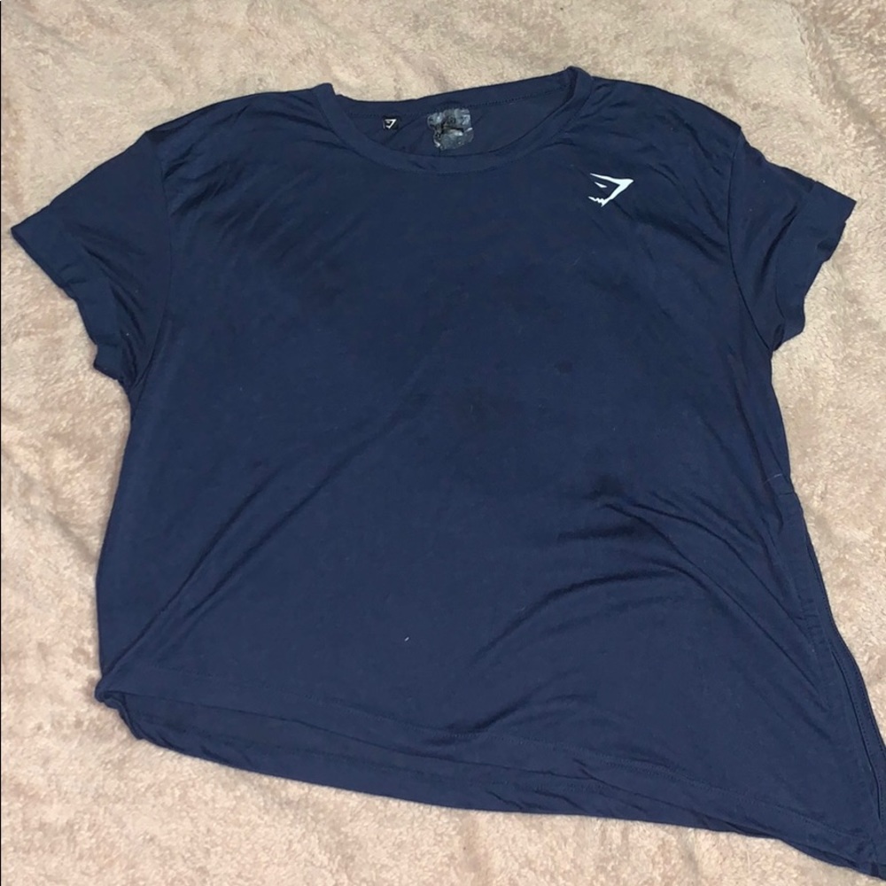 navy blue gymshark angled short sleeve t shirt